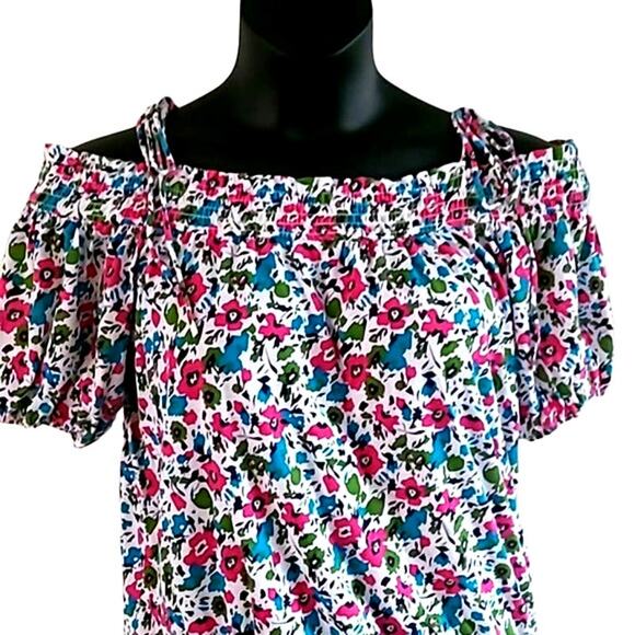 Energie Women’s Cold Shoulder Floral Print Blouse - Size Large - Picture 5 of 6